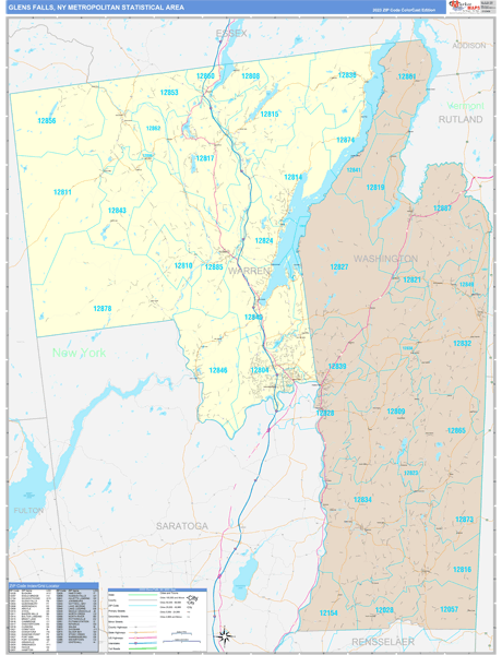 Glens Falls Metro Area Wall Map